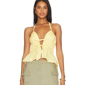 Lovers + Friends Yellow Halter Top
